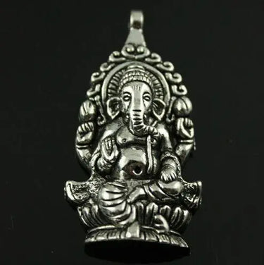 Ganesha Pendant Black Faux Leather Necklace-Your Soul Place